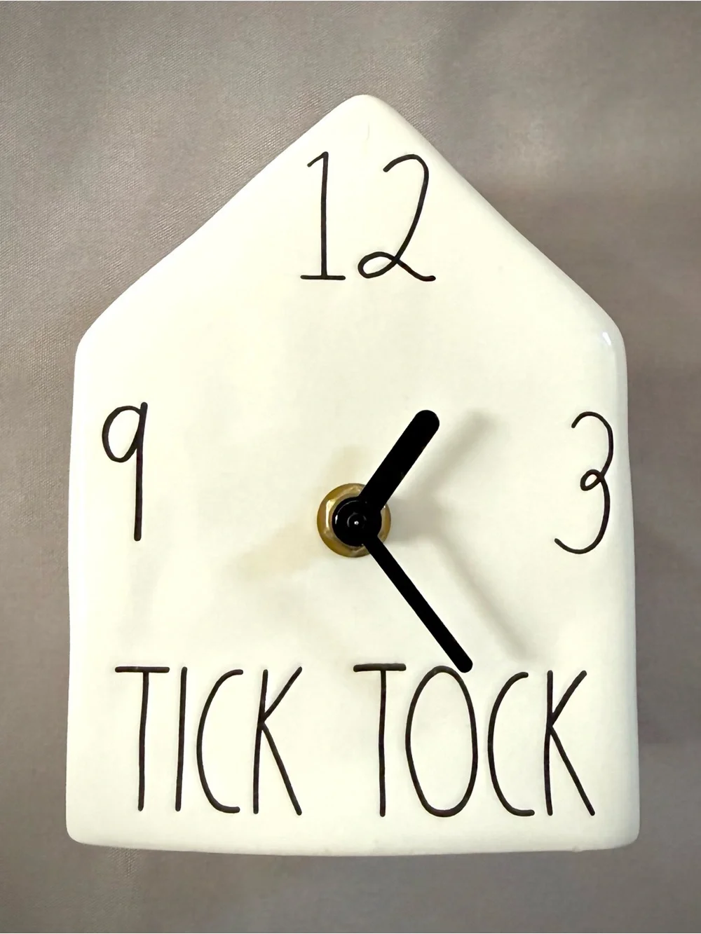 Rae Dunn TICK TOCK White Ceramic Table Top Clock